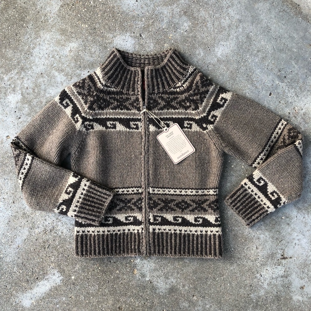 Brand new NWT Sundance Hand-knit Log Cabin Sweater Medium Neoclassic